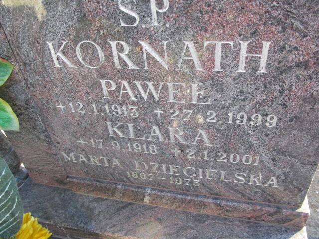 Klara Kornath 1918 Pomieczyno - Grobonet - Wyszukiwarka osób pochowanych